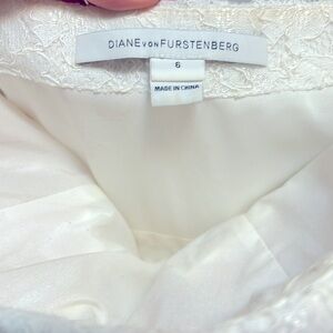 Diane Von Furstenberg White Strapless Lace Dress size 6